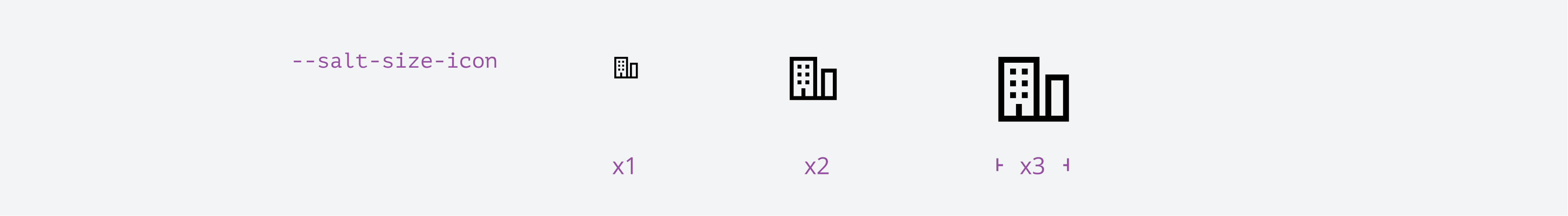 Example of an icon in three scaled sizes