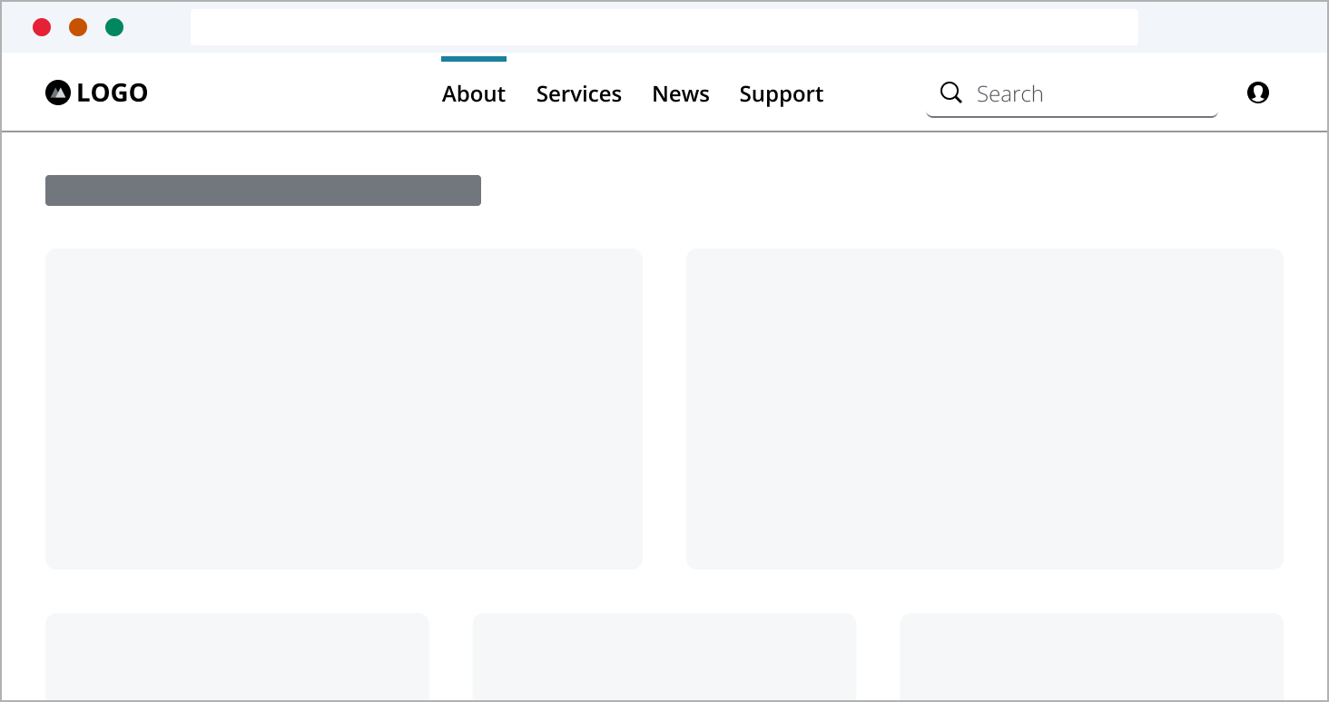 Example of search is located in header